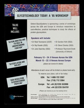 Glycotechnology today : a '95 workshop / Oxford GlycoSystems Ltd.