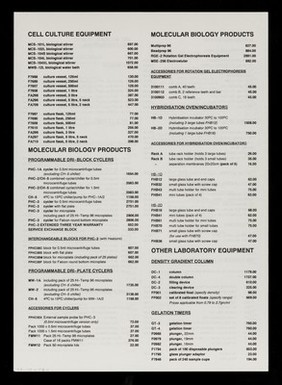 Price list : effective 1 January 1993 : laboratory equipment / Techne (Cambridge) Limited.