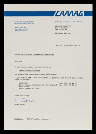 CAMAG : CAMAG Chemie-Erzeugnisse und Adsorptionstechnik AG : CAMAG, Sonnenmattstrasse 11, CH-4132, Muttenz.