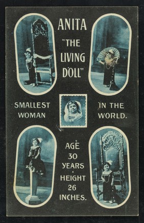 Anita, "the living doll" : smallest woman in the world : age 30 years, height 26 inches.