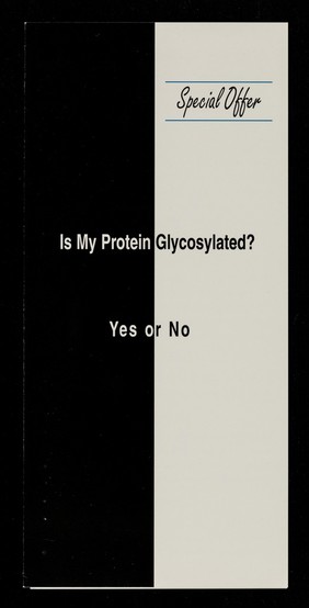 Special offer : is my protein glycosylated? : yes or no / Oxford GlycoSystems Limited.