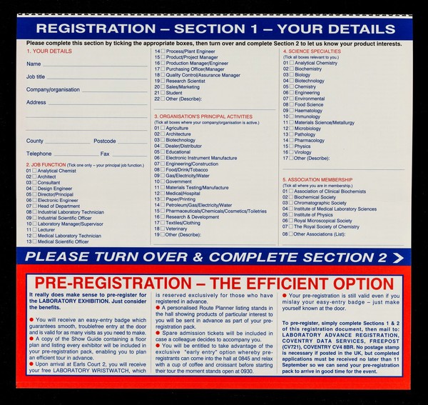 Free exhibition admission ticket : Laboratory exhibition & conference : an essential experience for every scientific industry professional... : Earls Court 2, London, 13-15 October 1992 / organised by The Evan Steadman Communications Group.