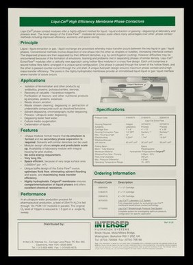 Liqui-Cel : high efficiency membrane phase contactors / Intersep Filtration Systems.