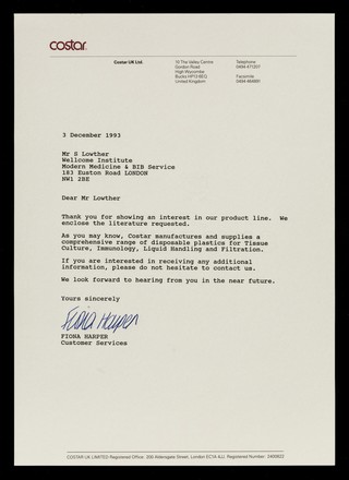 Costar : Costar UK Ltd. : 10 The Valley Centre, Gordon Road, High Wycombe, Bucks HP13 6EQ.