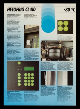 Hetofrig CL410 : -80C̊, 460 litres upright freezer is characterized by... / Heto-Holten A/S.