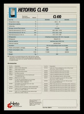 Hetofrig CL410 : -80C̊, 460 litres upright freezer is characterized by... / Heto-Holten A/S.