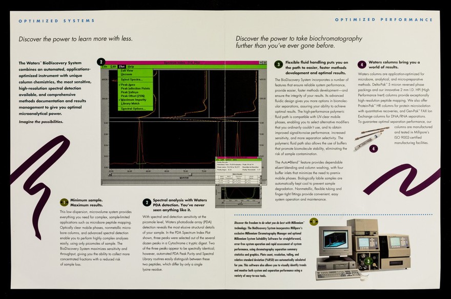 BioDiscovery system : discover a macrocosm of results in microcosmic analysis : peptide mapping, protein microisolation, and DNA/RNA separations / Millipore Waters Chromatography.