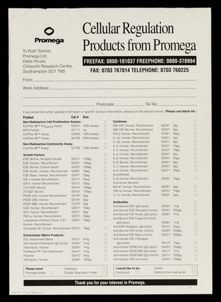 Cellular regulation products from Promega / Promega Ltd.
