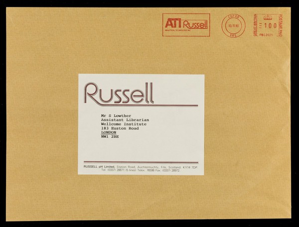 Russell : Russell pH Limited, Station Road, Auchtermuchty, Fife, Scotland KY14 7DP.