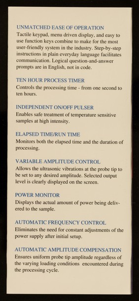 Introducing Vibracell VCX series : a sophisticated ultrasonic liquid processor for today's laboratory / Sonics & Materials, Inc.