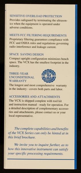 Introducing Vibracell VCX series : a sophisticated ultrasonic liquid processor for today's laboratory / Sonics & Materials, Inc.