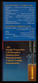 Introducing Vibracell VCX series : a sophisticated ultrasonic liquid processor for today's laboratory / Sonics & Materials, Inc.