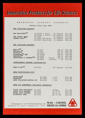 Molecular biology products / WAK-Chemie Medical GmbH.