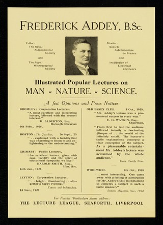 Illustrated popular lectures on man, nature, science / Frederick Addey.