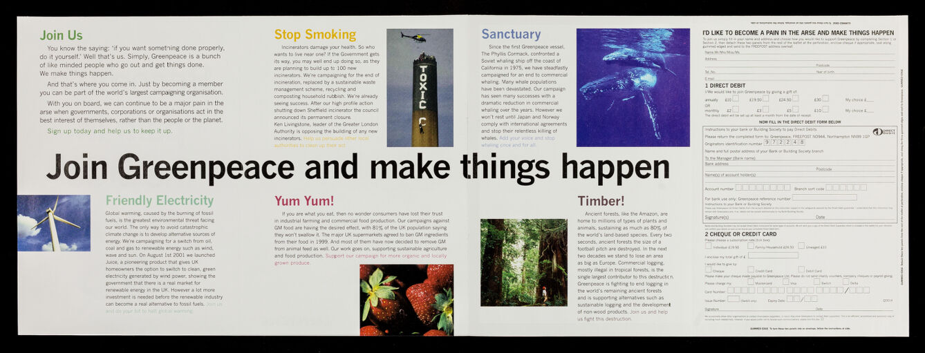 Become a pain in the arse : join Greenpeace and make things happen / Greenpeace.
