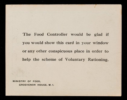 In honour bound we adopt the national scale of voluntary rations / Ministry of Food.