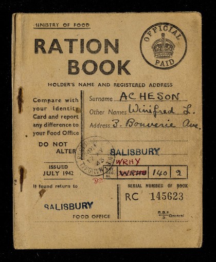Ration book / Ministry of Food.