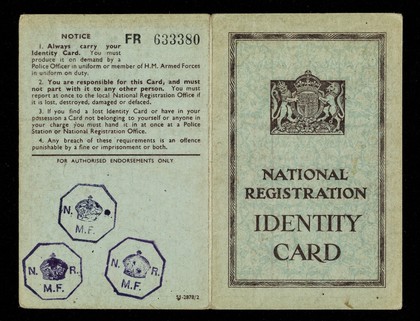 National registration identity card : FR633382.