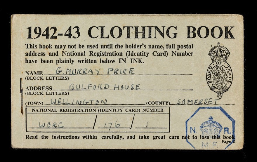 National registration identity card : FR633382.