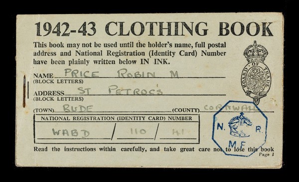 1942-43 clothing book... : this book is number DG550500 / Board of Trade.