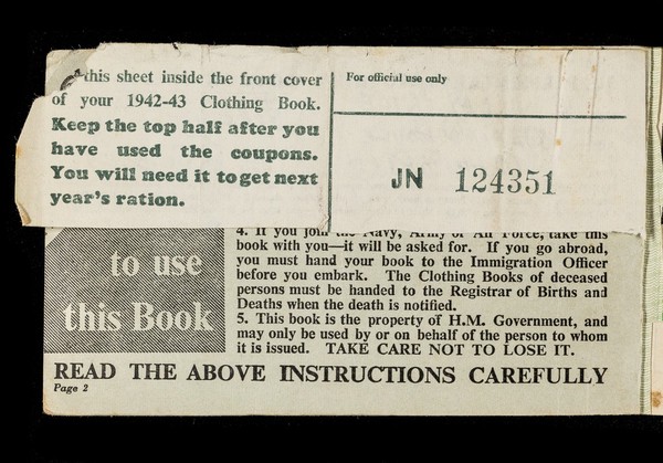 1942-43 clothing book... : this book is number EP625035 / Board of Trade.