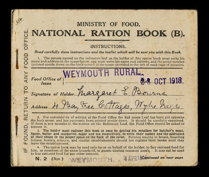 National ration book (B) / Ministry of Food.