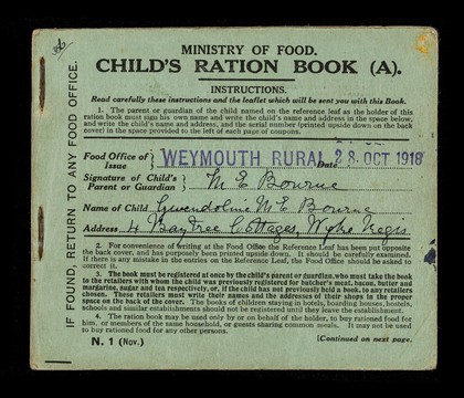 Child's ration book (A) / Ministry of Food.