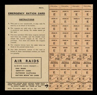 Emergency ration card R.B.7A : serial number 7A 479858 / Ministry of Food.