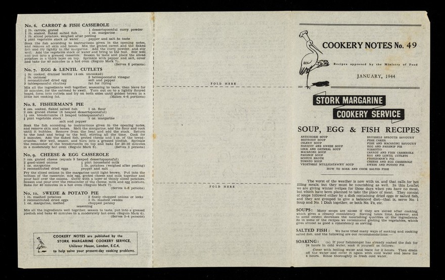 Soup, egg & fish recipes / Stork Margarine Cookery Service.
