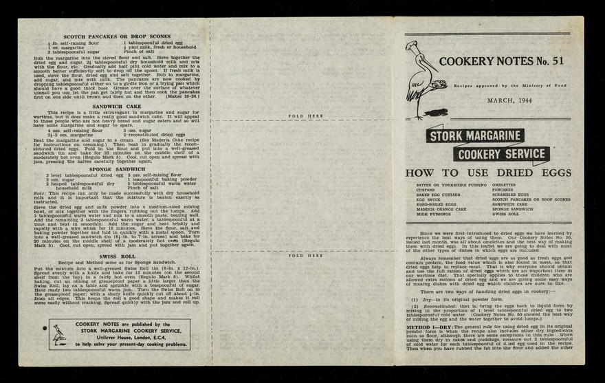 How to use dried eggs / Stork Margarine Cookery Service.