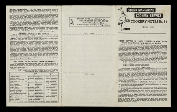 Fruit bottling, jams, pickles & chutneys : what goes wrong- and points to watch / Stork Margarine Cookery Service.