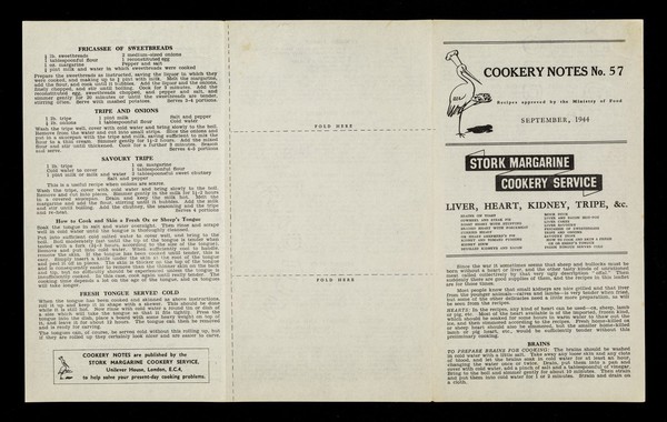 Liver, heart, kidney, tripe, &c. / Stork Margarine Cookery Service.