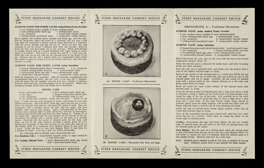 Simnel cake / Stork Margarine Cookery Service.