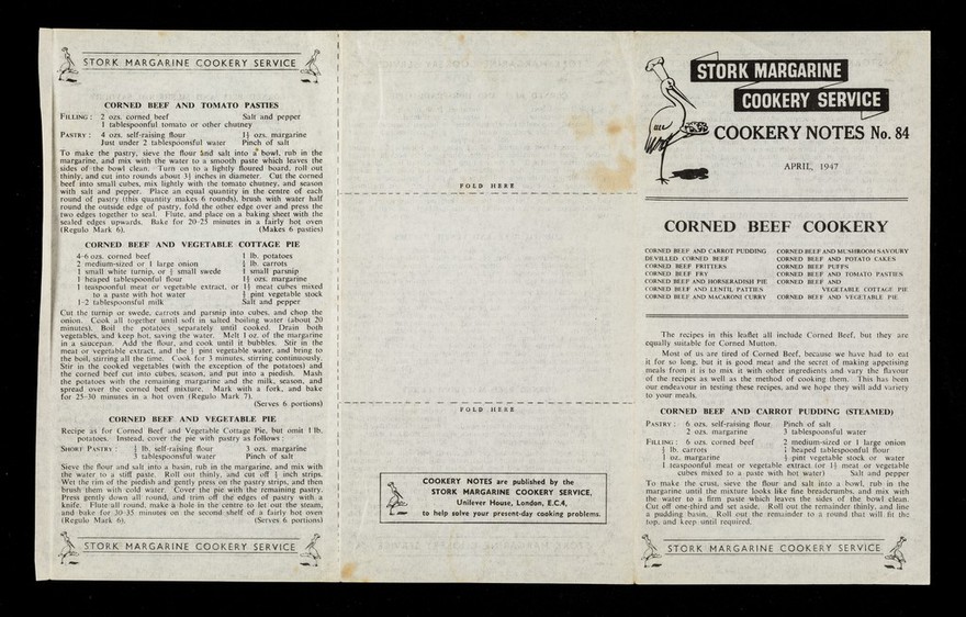 Corned beef cookery / Stork Margarine Cookery Service.