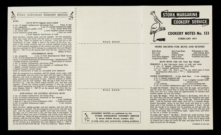 More recipes for buns and scones / Stork Margarine Cookery Service.