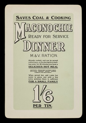 Maconochie ready for service dinner : M.&V. ration.