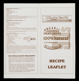 Recipe leaflet / Whole Earth Foods.