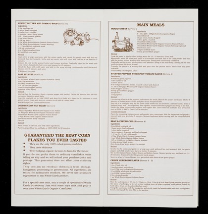 Recipe leaflet / Whole Earth Foods.