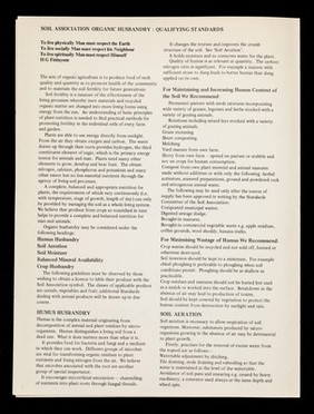 Organic husbandry : qualifying standards / Soil Association.