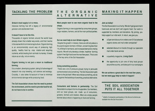 Confused about food? : don't swallow rubbish : help turn Britain organic, join the Soil Association : bringing ideals down to earth / Soil Association.