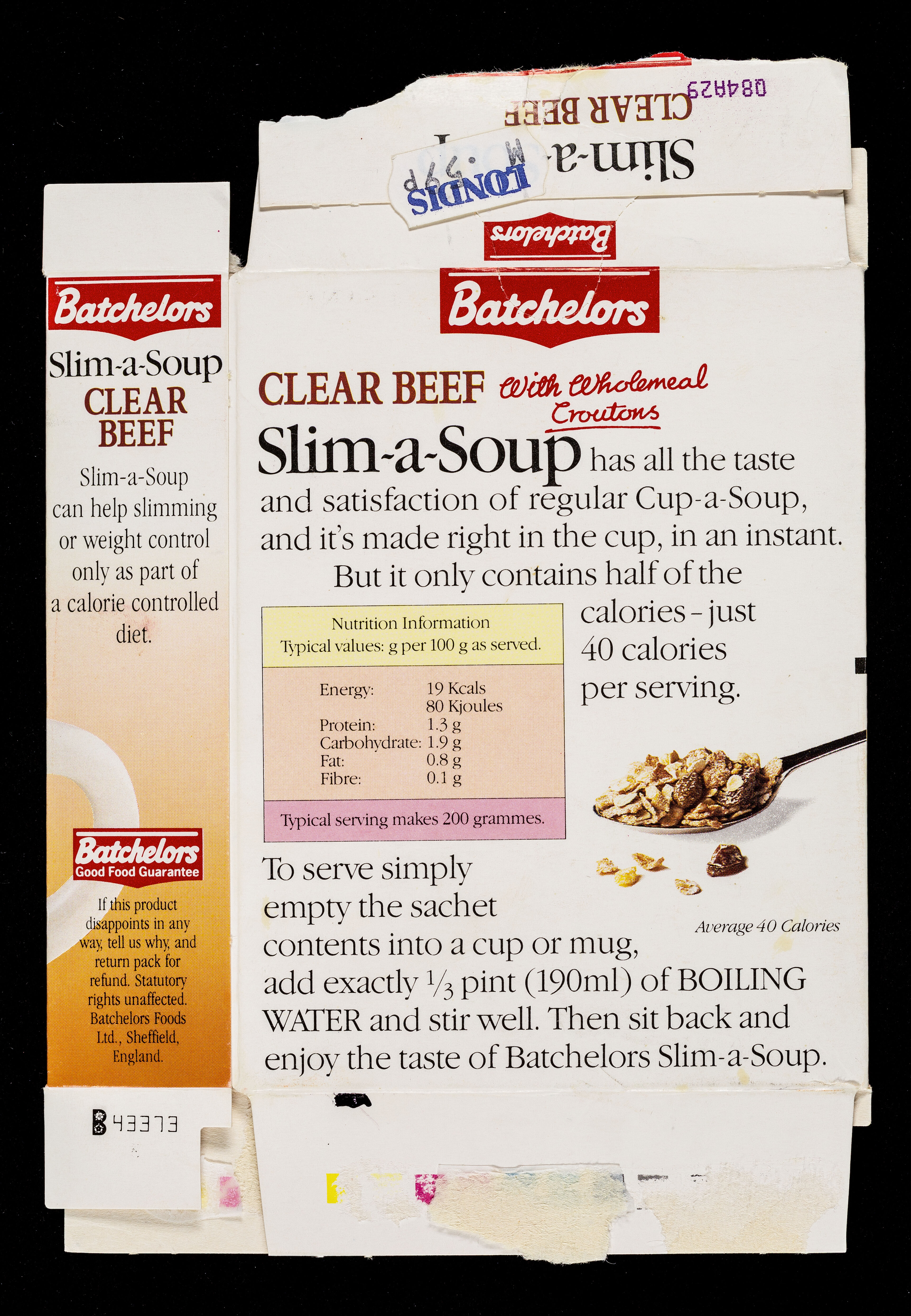 Slim A Soup Clear Beef With Wholemeal Croutons No Artificial Colours Or Preservatives Low Calorie 40 Calories Per Serving Batchelors Wellcome Collection