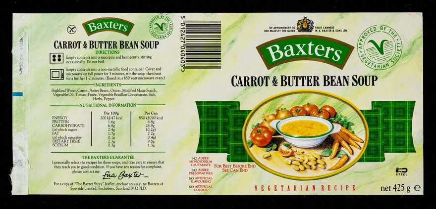 Carrot & butter bean soup / Baxters.