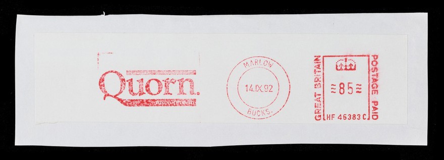 Quorn myco-protein : [postage cancellation stamp] / [Marlow Foods].