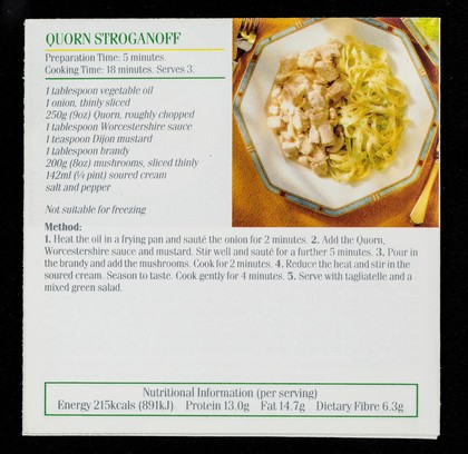 A recipe for healthy eating : Quorn myco-protein / The Quorn Information Service.