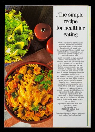 The delicious new food with a natural taste for dressing up... : Quorn myco-protein / The Quorn Kitchen.