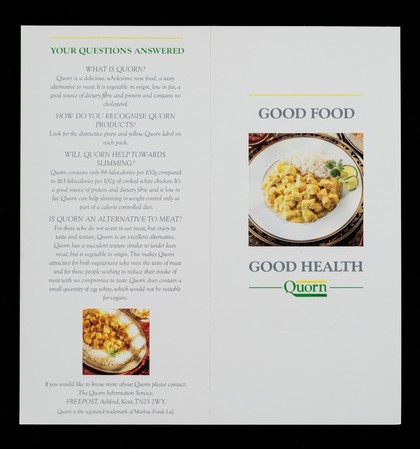 Good food, good health : Quorn myco-protein / Quorn Information Service.
