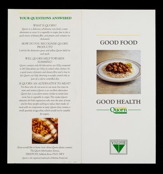 Good food, good health : Quorn myco-protein : vegetable feasts / Quorn Information Service.