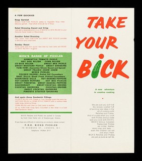 Take your Bick : a new adventure in creative cooking / Bicks Pickles.