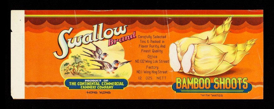 Bamboo shoots with water : Swallow brand / product of The Continental Commercial Cannery Company.