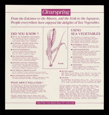 Sea vegetables : delicious, nutritious food from the ocean... / Clearspring Ltd.